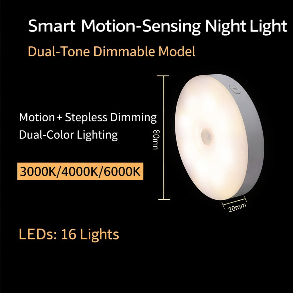 Human Body Sensor Night Light Wireless Charging Three-Level Dimming Bedside Human Body Sensor Night Light Three-Level Dimming Bedside - Image 1